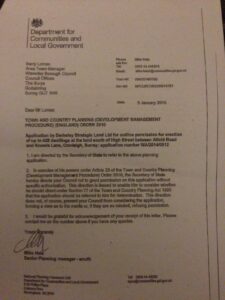 Letter to Waverley from DCLG outling Secretary of State holding position