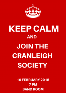 Keep Calm and Join the Cranleigh Society Poster