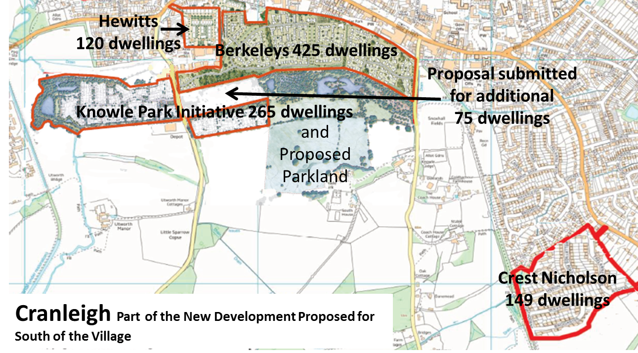 Map of Cranleigh with development South of Village