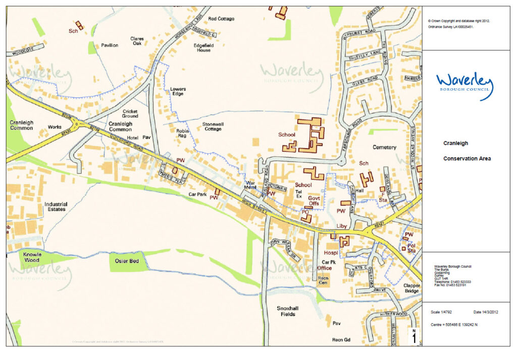 Map of Cranleigh Conservation Area in High Street