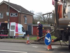 Checking sewer Elmbridge Road Cranleigh